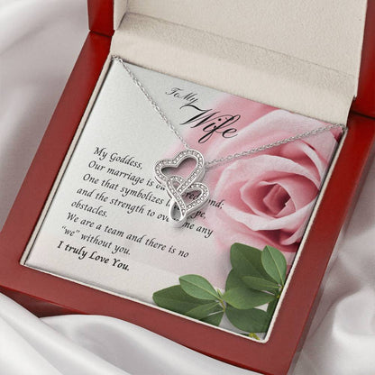 To My Wife Necklace Double Hearts Love Birthday Anniversary Christmas Gift Double Hearts Necklace