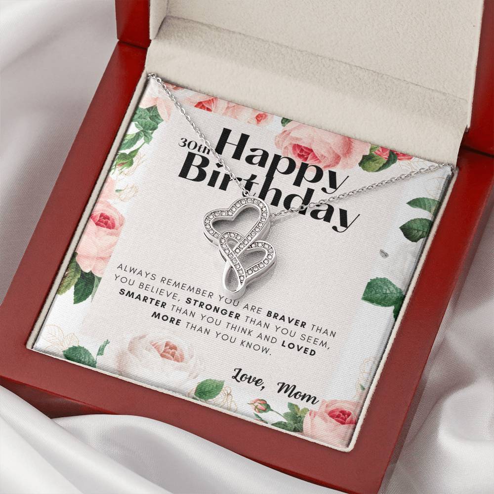 30Th Birthday Gifts For Daughter  Necklace For Daughter  3 Decade Jewelry  30 Years Old  30Th Birthday Gift Necklace   Double Hearts Necklace