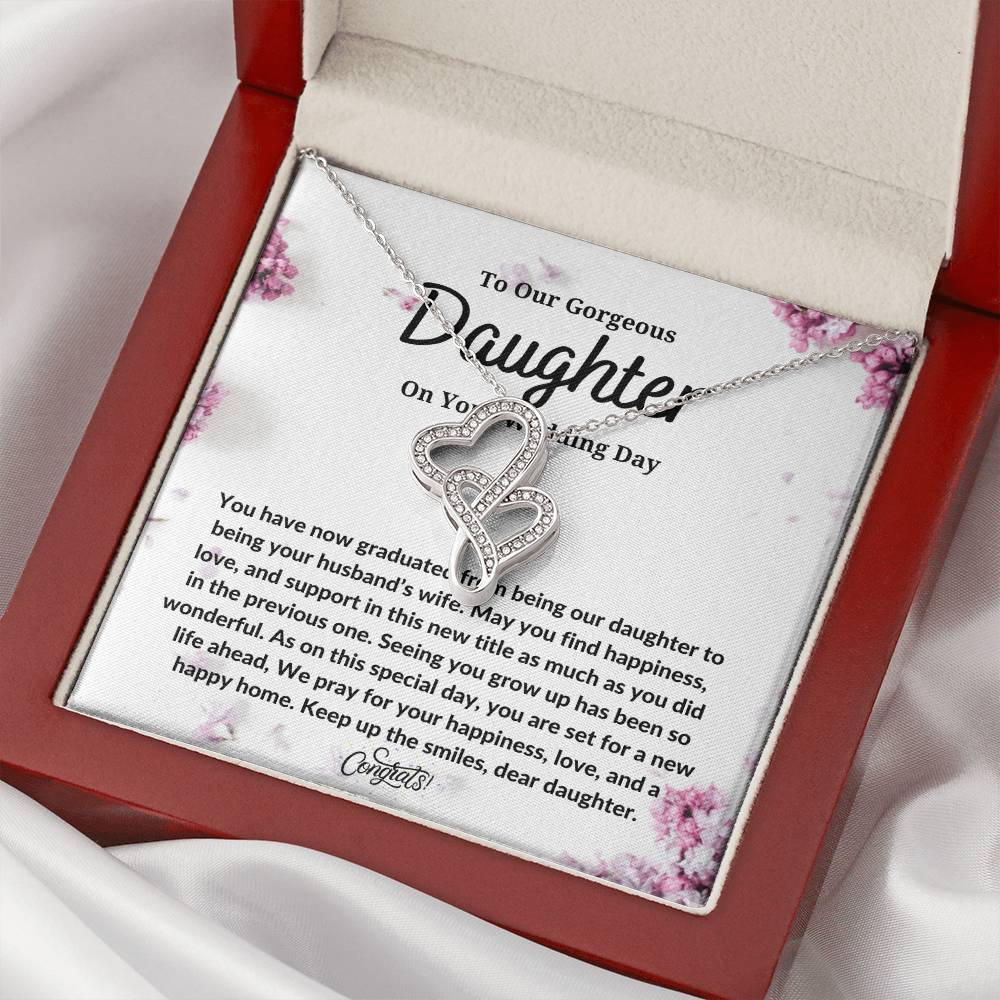 Daughter On Wedding Day - Double Hearts Double Hearts Necklace