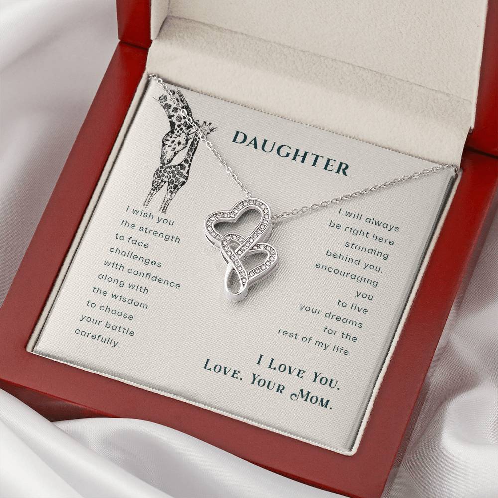 Gift For Daughter From Mom - Daughter Mother Necklace - Giraffe Necklace - Mother And Daughter - Mom Gifts From Daught 1 Double Hearts Necklace
