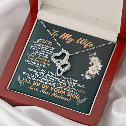 To My Wife Necklace Gift Anniversary Gift Gifts For Her Valentines Gift For Wife Birthday Gift Gift For Wife - To My W Double Hearts Necklace
