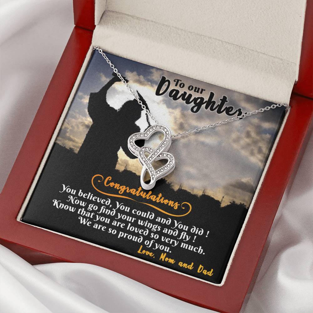 For Graduate Double Hearts Necklace