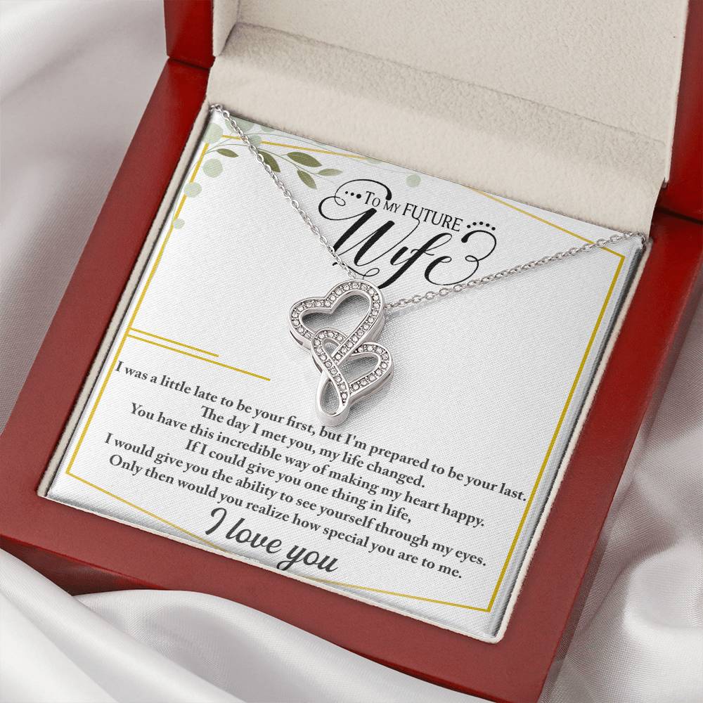 Future Wife Necklace To My Fiance Necklace Bride To Be Gift Necklace For Fiancee Engagement Gift For Her Future Wife B Double Hearts Necklace