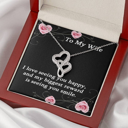 To My Wife Necklace - Anniversary Gift For Wife Birthday Gift For Wife Gift For Wife Necklace For Wife Gift For Wife B 2 Double Hearts Necklace