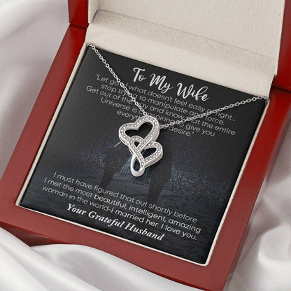 To My Wife Jewelry To My Wife Necklace Wife Necklace Gift Meaningful Jewellery Wishbone Necklace Anniversary Jewellery Double Hearts Necklace