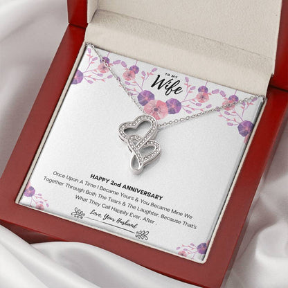 Wedding Anniversary Gift For Wife 1 Double Hearts Necklace