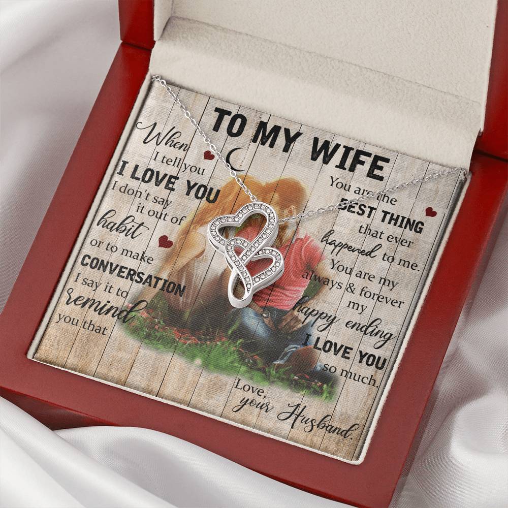 To My Wife Necklace Last Minute Birthday Gift Deep Love Messages For Wife Romantic Wife Gift Husband To Wife Necklace  1 Double Hearts Necklace