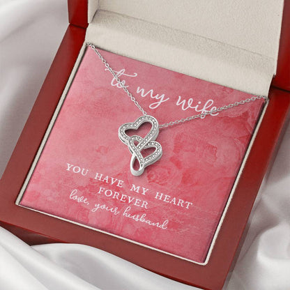 To Wife From Husband  Valentine's Day Anniversary Romantic Gift For Her Double Hearts Necklace