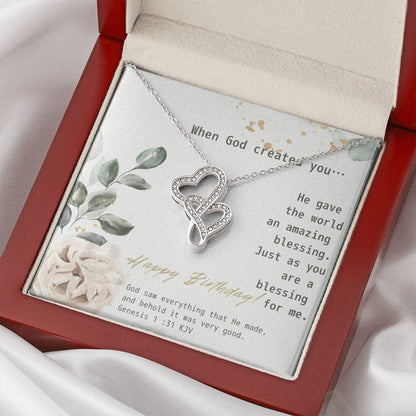 You Are My Blessing  Happy Birthday Double Hearts Necklace