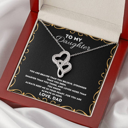 Double Heart Necklace Gift - To Daughter From Dad Necklace - Dad And Daughter Never Forget I Love You Gift From Dad -  Double Hearts Necklace