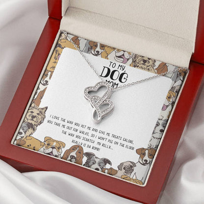 Dog Mom Dazzling Pendant Necklace Double Hearts Necklace