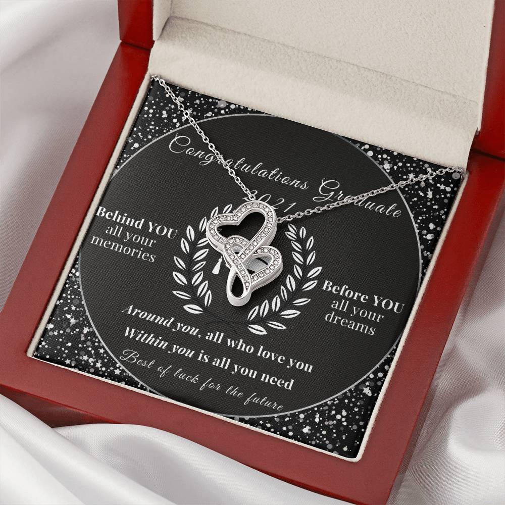 Congratulations Graduate Of 2021 Double Hearts Necklace