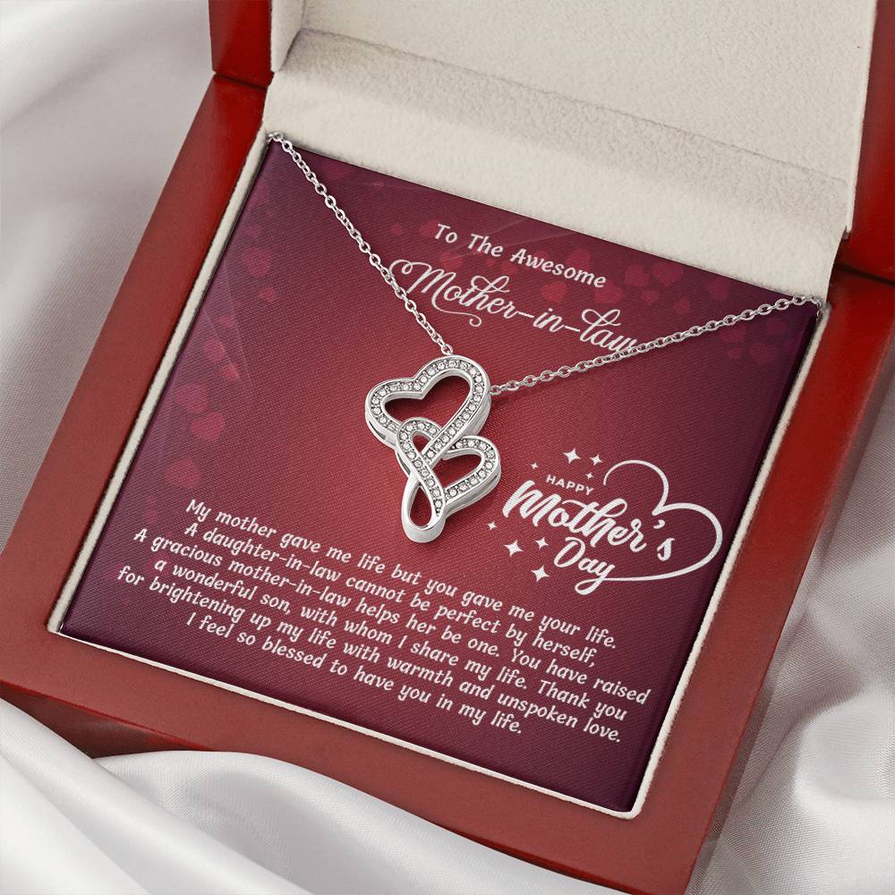 Double Heart Necklace - For Mother In Law Double Hearts Necklace