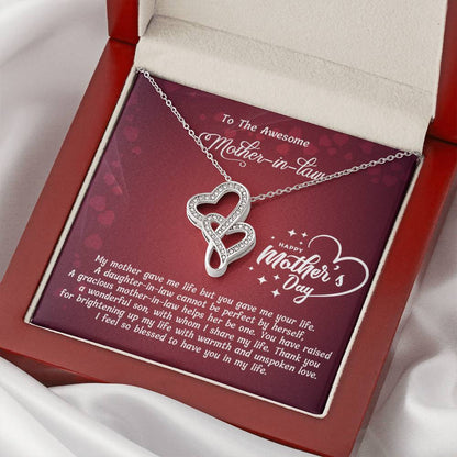 Double Heart Necklace - For Mother In Law Double Hearts Necklace