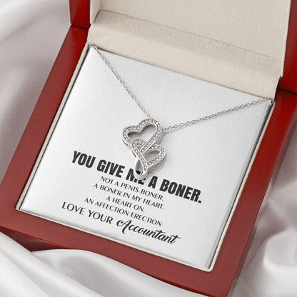 You Give Me A Heart Boner An Affection Erection  Funny & Sarcastic Love For Her Mature Best Fu 1 Double Hearts Necklace