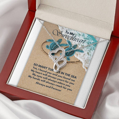 Turtle Love   Double Hearts Necklace