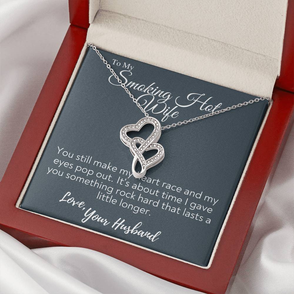 You Still Make My Heart Race Gift Necklace For Wife - Double Hearts - Love Your Husband - Wife Christmas Gift From Hus Double Hearts Necklace