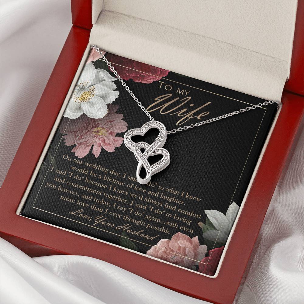 To My Wife Wedding Anniversary Gift - Double Heart Wife Of The Bride Necklace Wife Of The Bride Gift From Husband - We Double Hearts Necklace