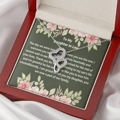 Daughter In Law Gift Necklace Wedding Gift Jewelry Gift From Mother In Law Gift For Bride From Mother In Law Double Hearts Necklace