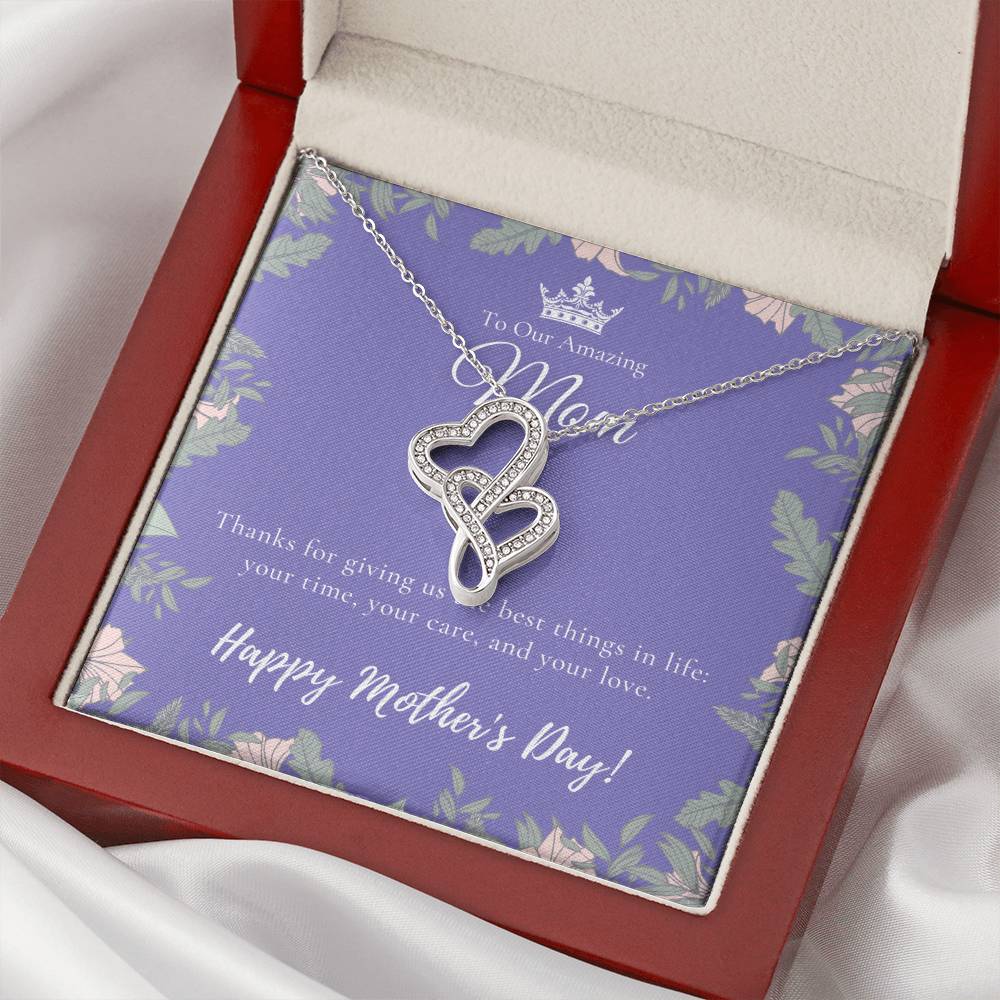 To Our Amazing Mom Necklace  Happy Mother’S Day Gift  Personalized Mom Gift  Mothers Necklace  Gift For Mom  Best Mom  1 Double Hearts Necklace
