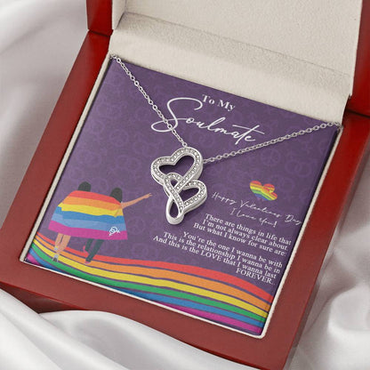 Valentine's Gift To My Soulmate Double Hearts Necklace