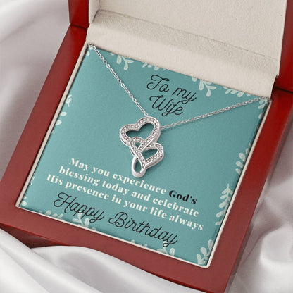 To My Wife Necklace - Gift For Wife Birthday Marriage - Wife Necklace From Husband Anniversary Necklace For Wife Wife  Double Hearts Necklace