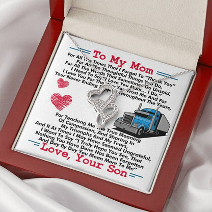 Trucker's Mom -  Double Hearts Necklace