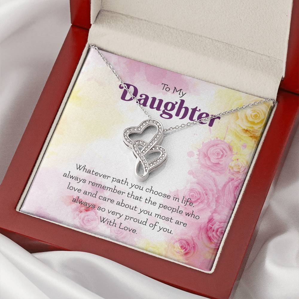 For Daughter 2 Double Hearts Necklace