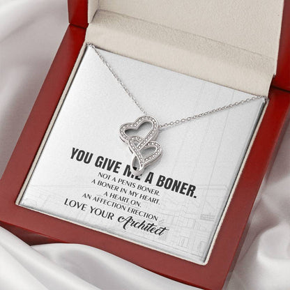 You Give Me A Heart Boner An Affection Erection  Funny & Sarcastic Love For Her Mature Best Fu 2 Double Hearts Necklace