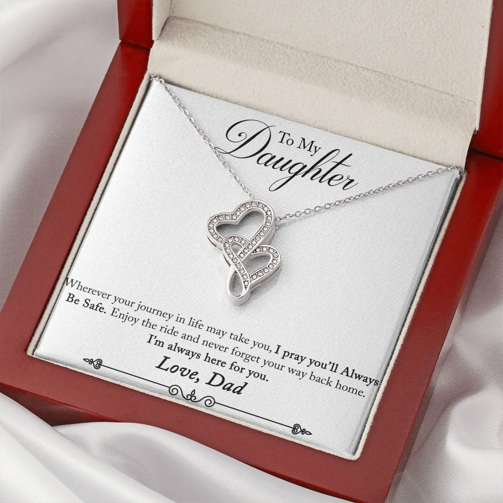 Gift For Daughter From Dad Double Heart Necklace With Message Card Double Hearts Necklace