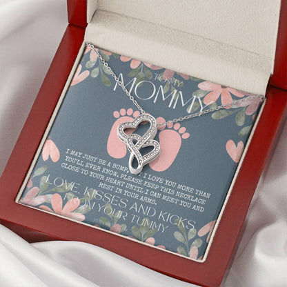 Baby Shower Gift New Mommy Necklace Pregnant Wife Gift To My Mommy I May Just Be A Bump But I Love You More Than You E 2 Double Hearts Necklace