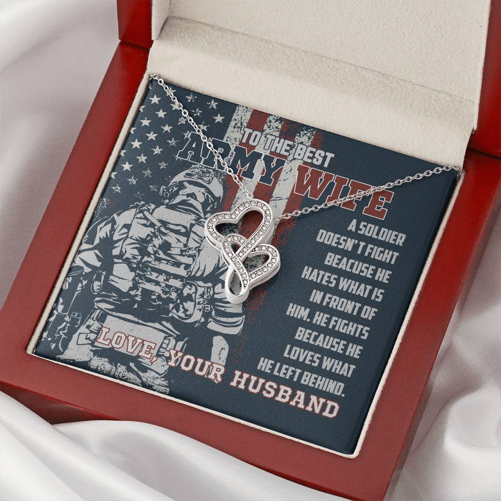 To The Best Army Wife Double Hearts Necklace
