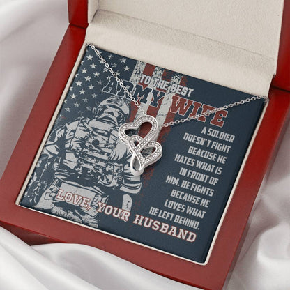 To The Best Army Wife Double Hearts Necklace