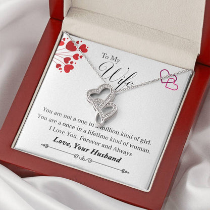 To My Wife - Once In A Lifetime - Necklace Double Hearts Necklace