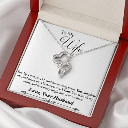 To Wife From Husband 4 Double Hearts Necklace