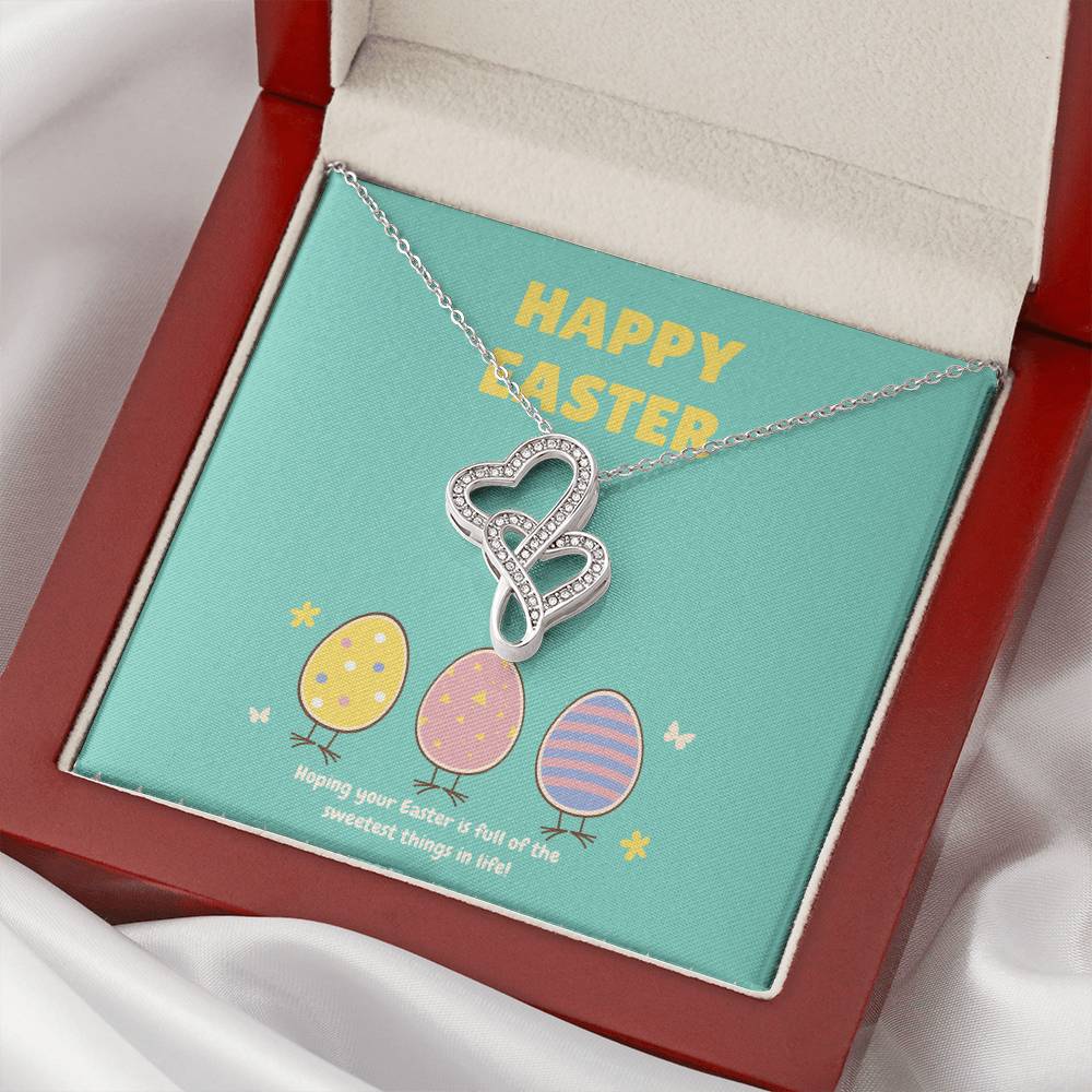 Collection Granddaughter - Hoping Your Easter Is Full Of The Sweetest Things Double Hearts Necklace