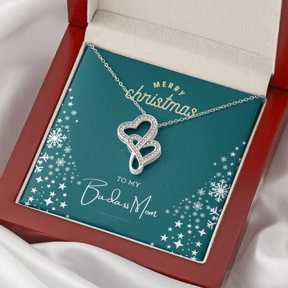 Christmas Gift For Mom Necklace Gift For Mom To My Mom Merry Christmas X-Mas Jewelry Gift For Mom Mother Christmas Gif Double Hearts Necklace