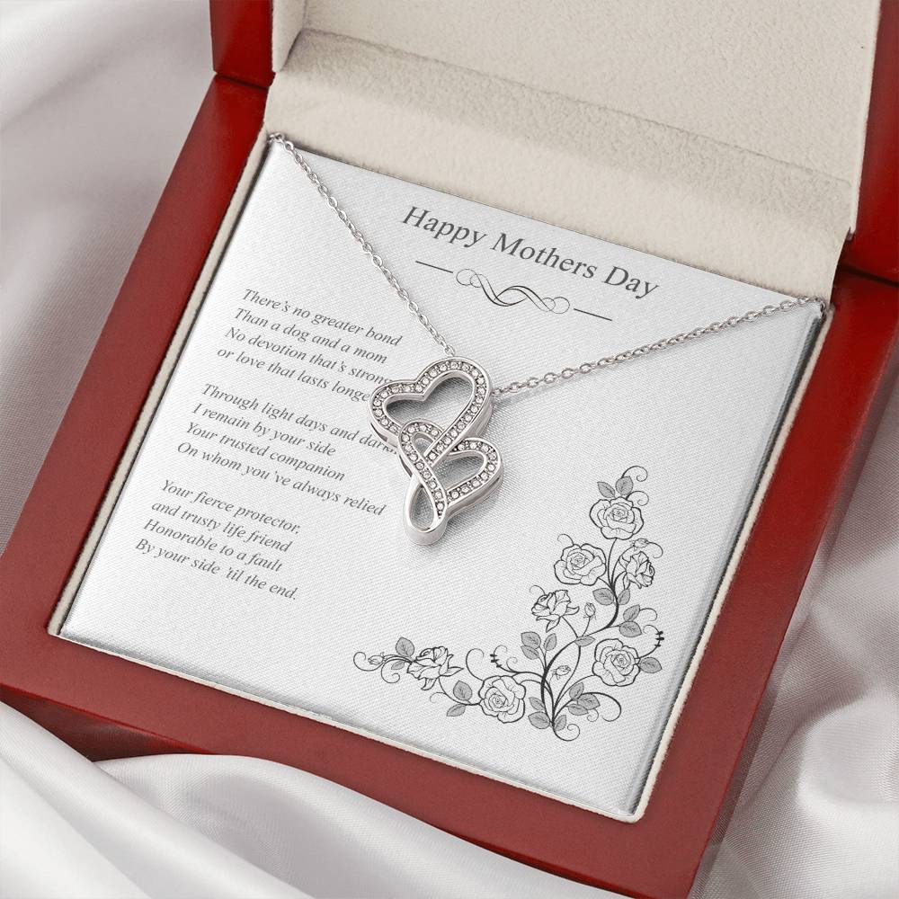 Dog Mom Double Hearts Mothers Day Necklace Double Hearts Necklace