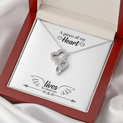 A Piece Of My Heart Lives In Heaven - Necklace Double Hearts Necklace