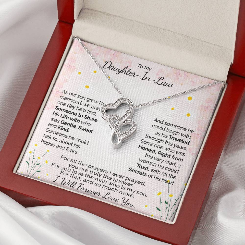 A Gift For Daughter In Law  - You Are Truly The Answer 1 Double Hearts Necklace