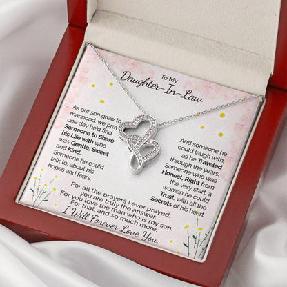 A Gift For Daughter In Law  - You Are Truly The Answer 1 Double Hearts Necklace