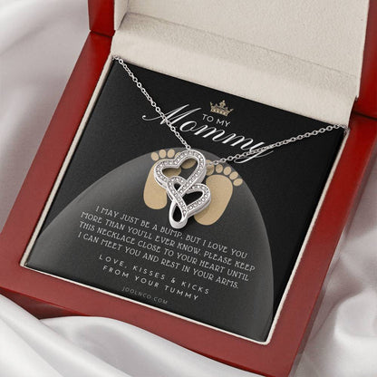 Baby Shower Gift  New Mommy Necklace  Pregnant Wife Gift  To My Mommy  I May Just Be A Bump But I Love You More Than Y Double Hearts Necklace