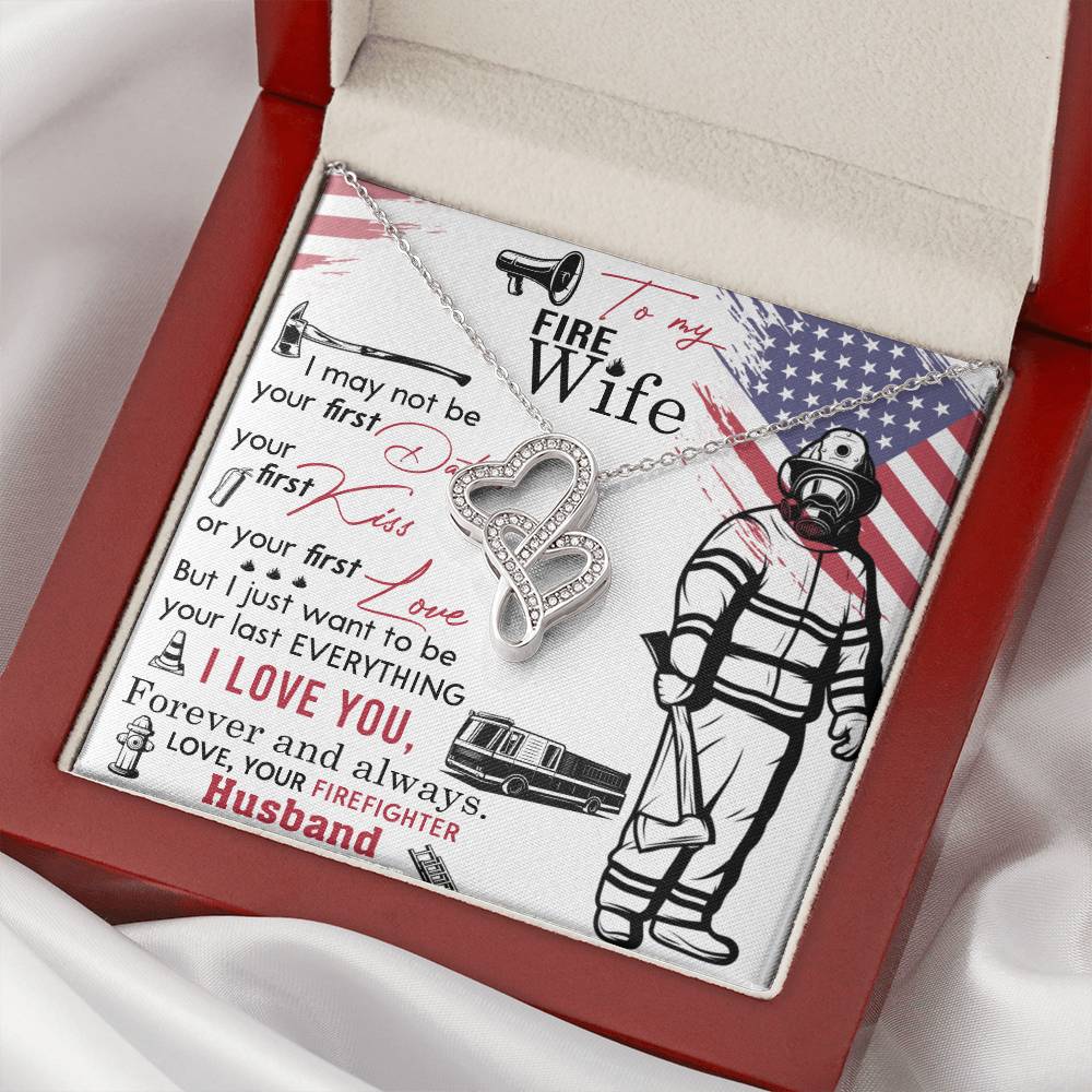 Double Heart Love Necklace - Best Necklace For Firefighter Wife Double Hearts Necklace