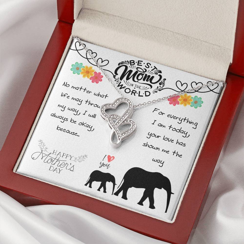 Best Mom In The World Happy Mother's Day Double Hearts Necklace