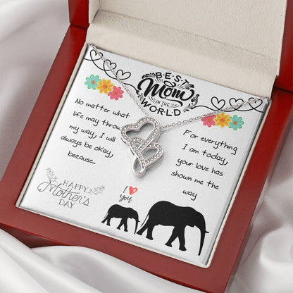 Best Mom In The World Happy Mother's Day Double Hearts Necklace