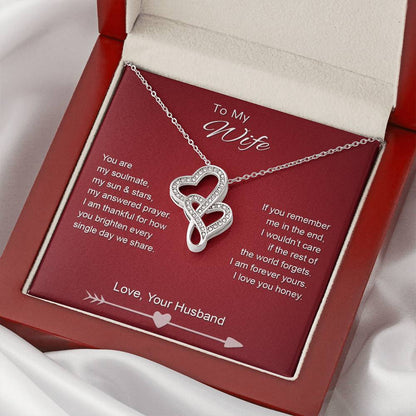 To My Wife - Sun & Stars - Necklace Double Hearts Necklace