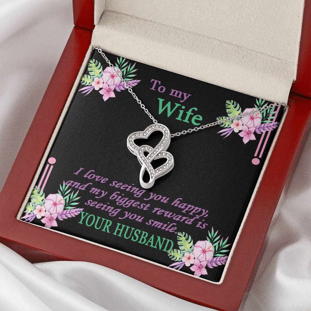 To My Wife Necklace - Anniversary Gift For Wife Birthday Gift For Wife Gift For Wife Necklace For Wife Gift For Wife B 6 Double Hearts Necklace