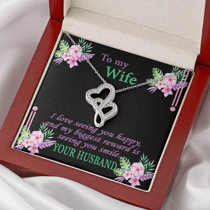 To My Wife Necklace - Anniversary Gift For Wife Birthday Gift For Wife Gift For Wife Necklace For Wife Gift For Wife B 6 Double Hearts Necklace