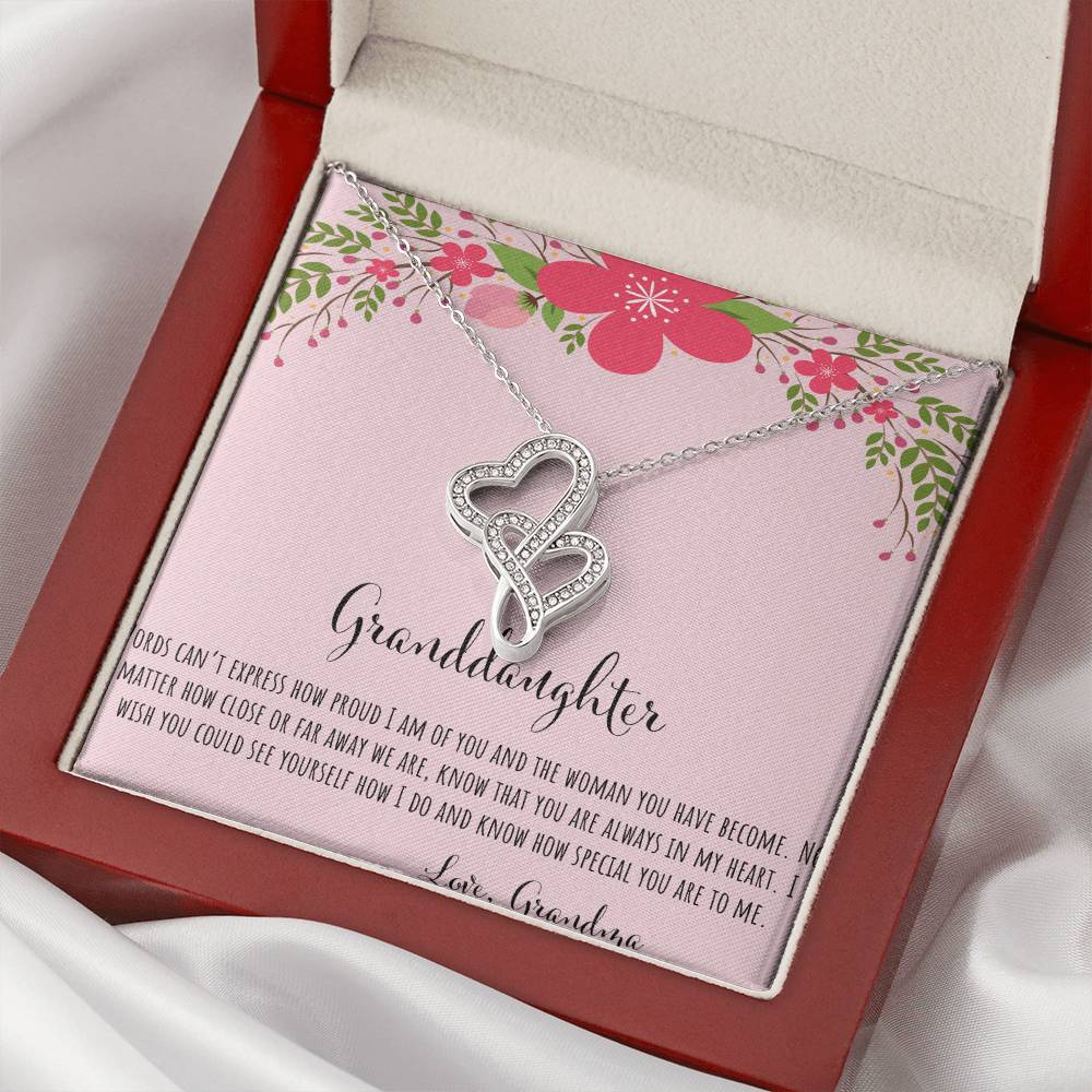 Words Can't Express How Proud I Am - Pink Double Hearts Necklace