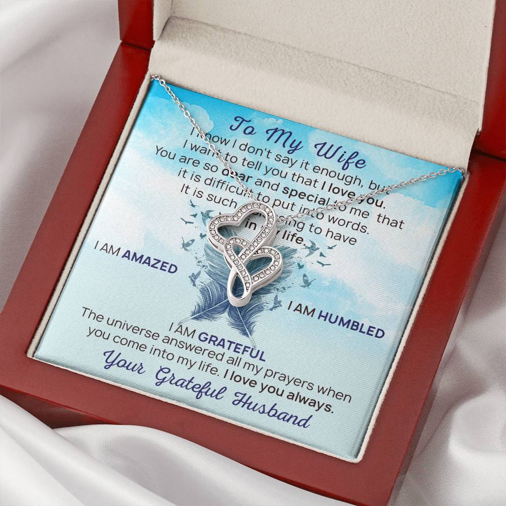 To My Wife Heart To Heart My Wife Necklace To My Queen To My Wonderful Wife Wife Birthday Gift Valentines Day Gift For Double Hearts Necklace